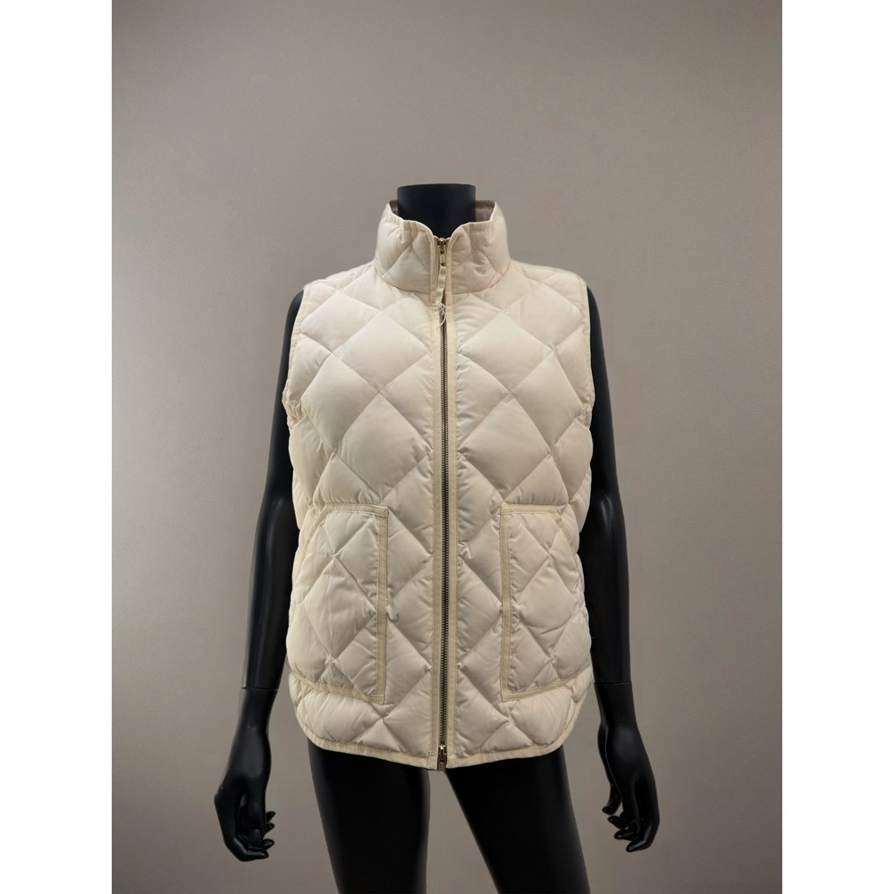 J.Crew Butter‎ Yellow Quilted Down Puffer Vest Trendy Sleeveless Size L